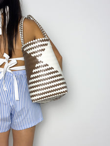 The Market Bag - Brown and White