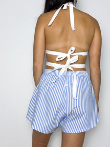 Halter Top - Blue and White Stripe