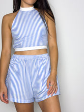 Load image into Gallery viewer, Halter Top - Blue and White Stripe
