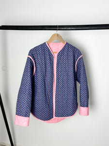 Quilted Jacket - Navy Geo and Pink Paisley