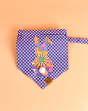 Load image into Gallery viewer, EASTER Dog Bandana - Purple Gingham Flower Power
